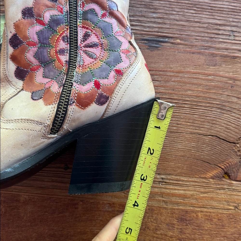 Dan Post Pink Leather Western Embroidered Ankle Boots - Picture 7 of 10
